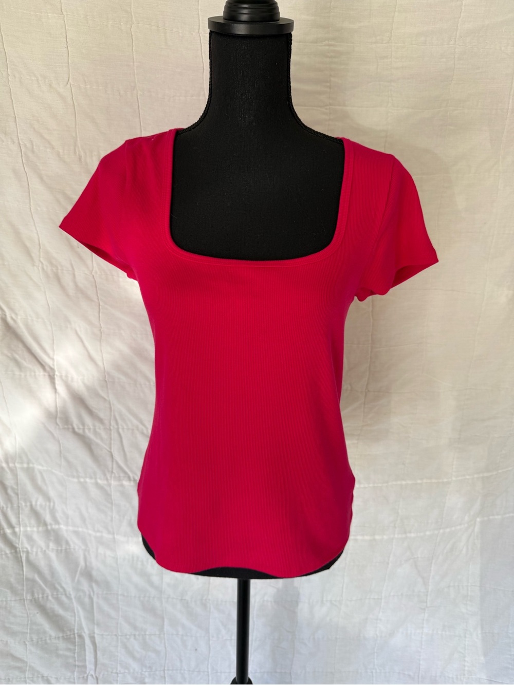 Old Navy Square Neck Short Sleeve Top - Hot Pink